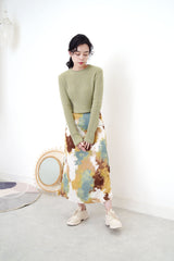 Green tea knit sweater in crop cut