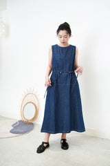 Denim dress w/ adjustable waist string