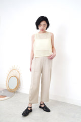 Sand linen straight cut trousers