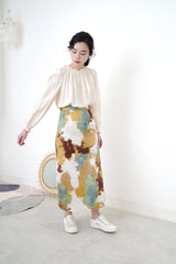 Tie dyed h-cut chiffon skirt