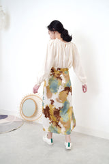 Tie dyed h-cut chiffon skirt