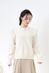 Ivory sweater in chiffon sleeves