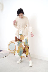 Cream soft blouse in ruffle trimmed