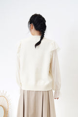 Ivory sweater in chiffon sleeves