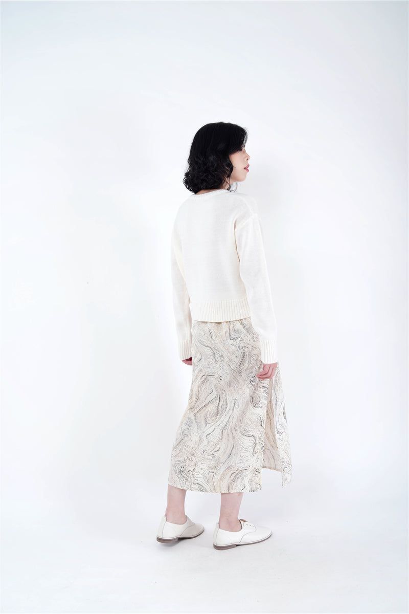 Ivory skirt in marble print