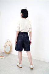 Navy denim short w/ outline stitch