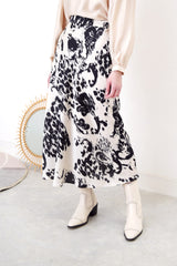 Flare cut skirt in Ink painted print