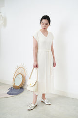 White stripes texture v neck one piece