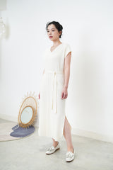 White stripes texture v neck one piece