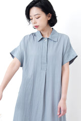 Grey blue dress w/ button details strap