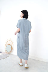 Grey blue dress w/ button details strap