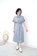 Grey blue dress w/ button details strap
