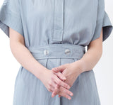 Grey blue dress w/ button details strap