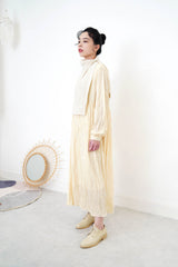 Ivory wool knit vest cape in turtle neck collar