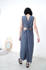 Steelblue one piece in twist open back
