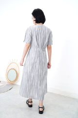 Stripes pattern dress with waist strap