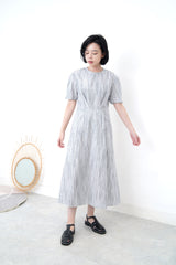 Stripes pattern dress with waist strap