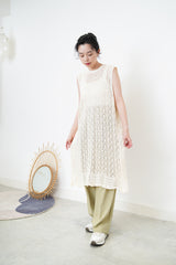 Cream crochet one piece in open back