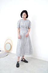 Stripes pattern dress with waist strap