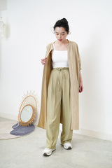 Khaki soft trousers w/ waist string