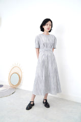 Stripes pattern dress with waist strap