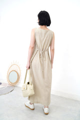 Oatmeal boat neck one piece in 2 ways knot