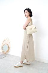 Oatmeal boat neck one piece in 2 ways knot