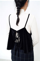 Black velvet cami vest w/ strings