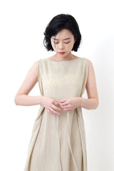 Oatmeal boat neck one piece in 2 ways knot