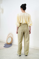 Khaki soft trousers w/ waist string