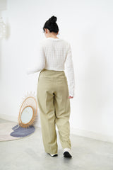 Khaki soft trousers w/ waist string