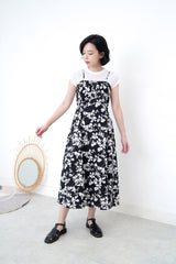 Black cami black floral dress w/ waist string