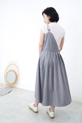 Grey asymmetric cut pleats dress