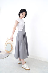 Grey asymmetric cut pleats dress