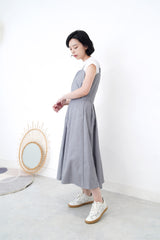 Grey asymmetric cut pleats dress