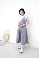 Grey asymmetric cut pleats dress
