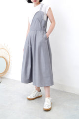 Grey asymmetric cut pleats dress