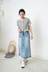 Denim skirt w/ detail fringe