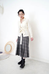 Ivory thin tie waist knit cardigan