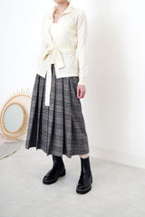 Ivory thin tie waist knit cardigan