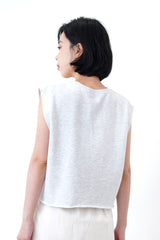 Grey cotton vest in crop cut
