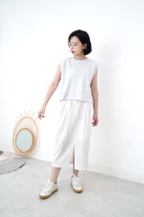 Grey cotton vest in crop cut