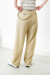 Beige high quality trousers w/ strap details