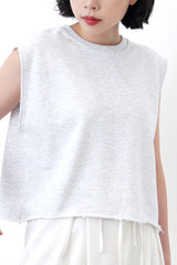 Grey cotton vest in crop cut