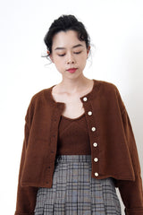 Brown cami vest in crop cut