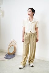 Cream high quality blazer in ruffle collar