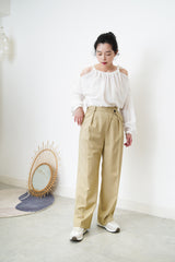 Beige high quality trousers w/ strap details