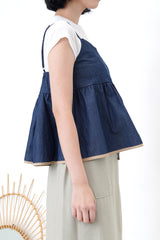 Navy denim cami w/ elastic back