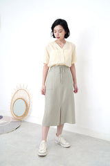 Light yellow v neck smooth shirt