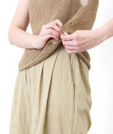 Bronze knit vest w/ buttons split hem
